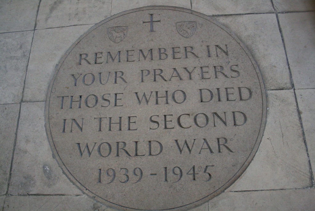 Plaque commémorative 2e guerre mondiale à Temple Church